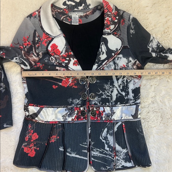 Designer Alberto Makali Bold Floral Print Women’s Stretch Blazer Size L - Picture 12 of 12